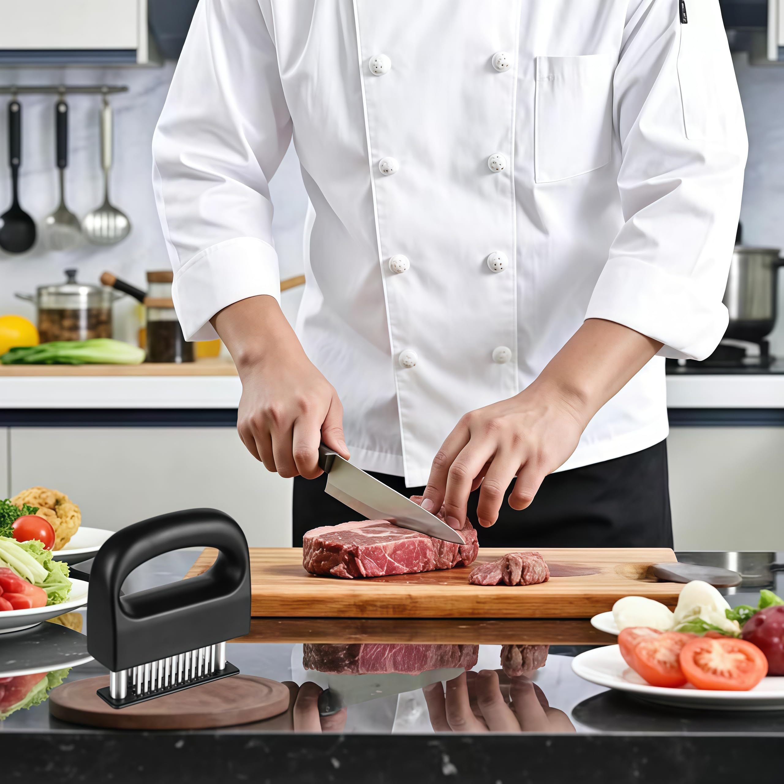 🥩 Meat Tenderizer with 48 Stainless Steel Ultra Sharp Needle Blades
