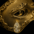 Sad Mask Teardrop Crystal Open Ring, Vintage Gold Plated Venetian Mask Band, Unique Mysterious Antique Statement Index Finger Jewelry