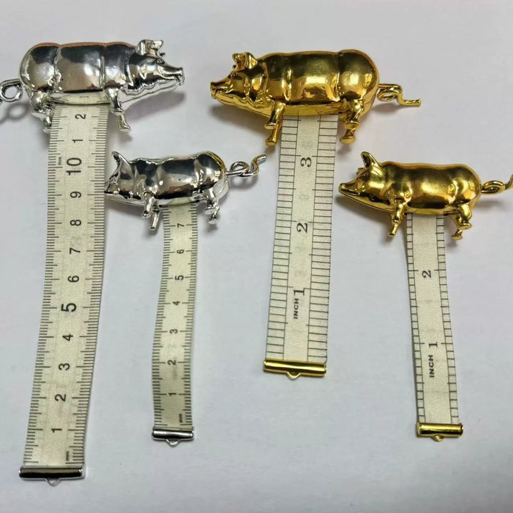 Retro-style metal pig measuring