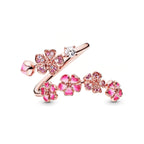 Pink Peach Blossom Flower Branch Open Ring