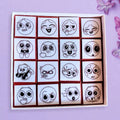 Doodly Stamps Cartoon Funny Face Wooden Rubber Stamp Set