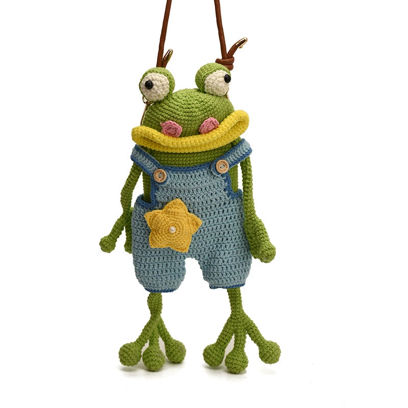 Diy Cartoon Frog Purse, Cute Crochet Wallet, Phone Bag with Convenient Storage
