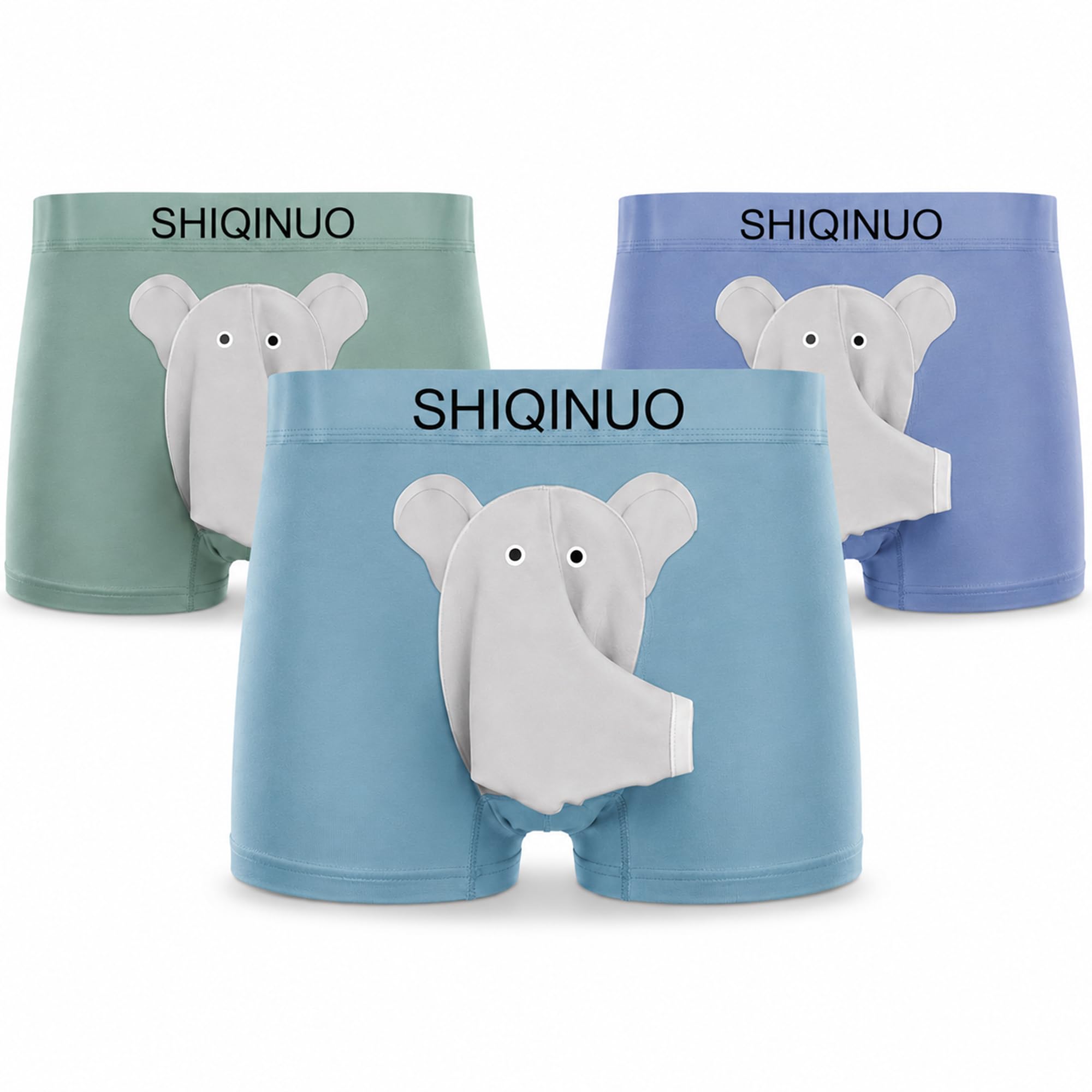 Men's Modal Boxer Briefs 3 Pack, Funny Elephant Trunk Underwear