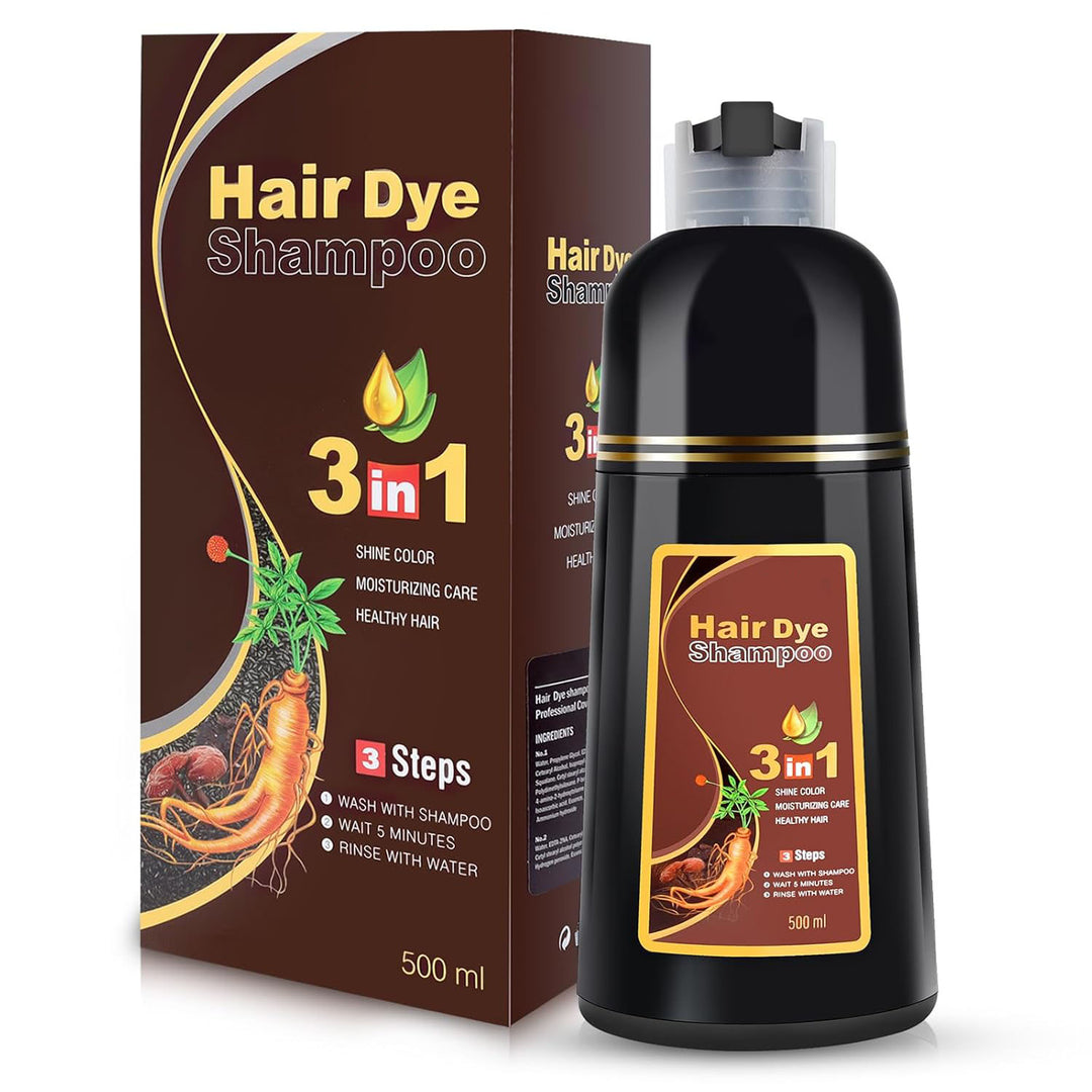 Dark Brown Hair Color Shampoo for Gray Hair 500ML Hair Dye Shampoo for Men & Women