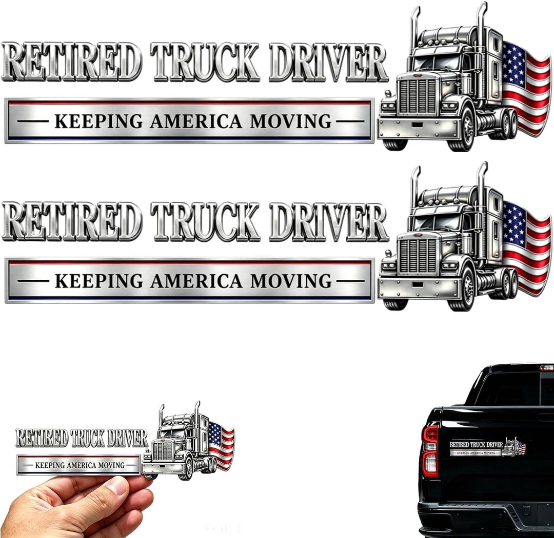 🚚 Retired Truck Driver Car Emblem Badge "RETIRED TRUCK DRIVER - KEEPING AMERICA MOVING" 🗽