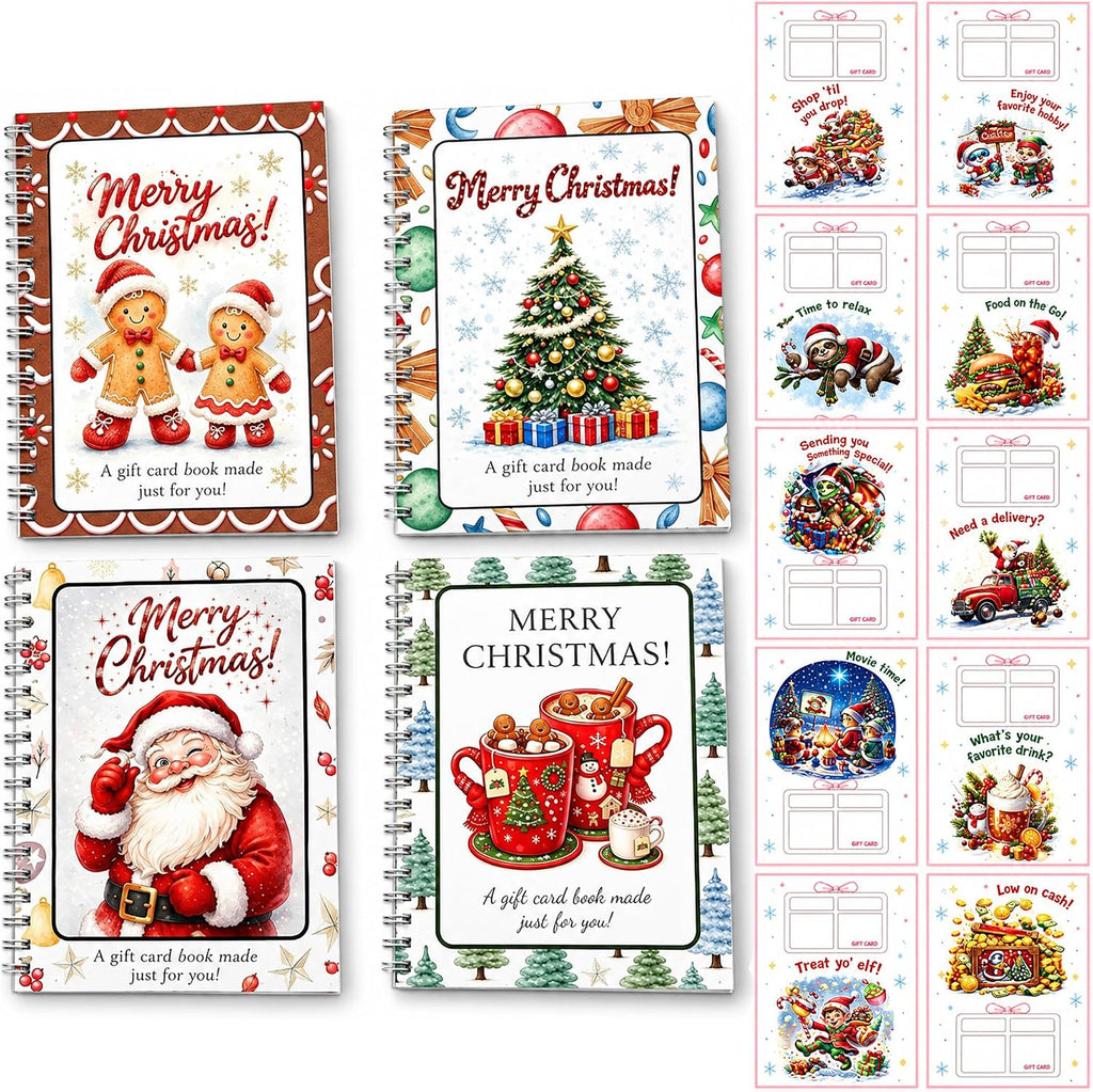 Christmas Gift Card Book, Spiral Bound for Holiday Gift Giving