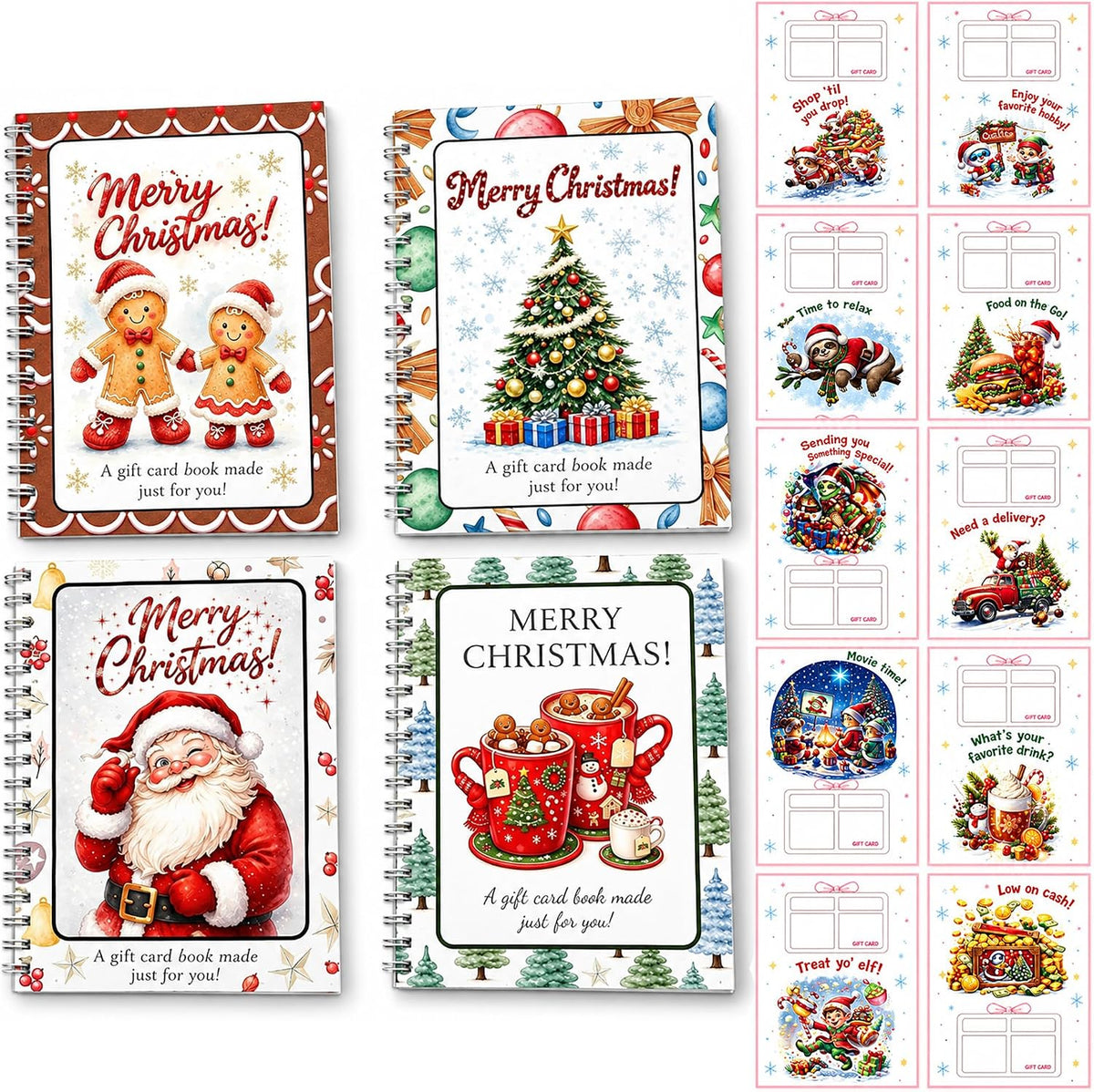 Christmas Gift Card Book, Spiral Bound for Holiday Gift Giving