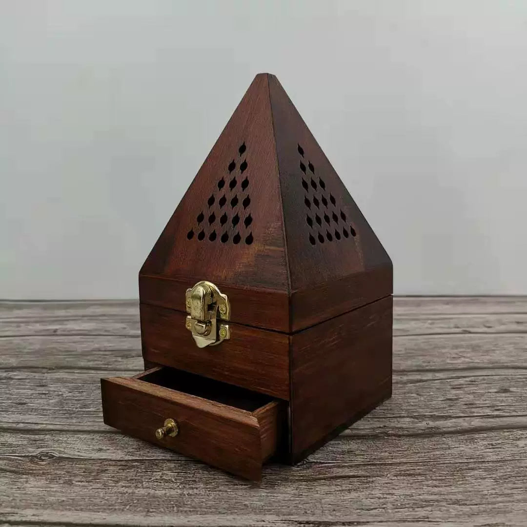 Medieval Wooden Pyramid Incense Box