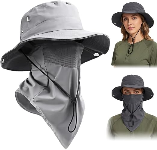Breathable Fisherman Hat with Detachable Face Mask