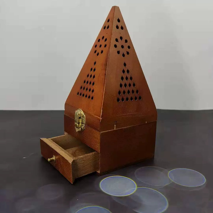 Medieval Wooden Pyramid Incense Box