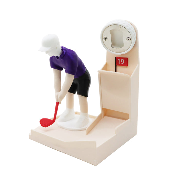 Golf Ball Themed Bottle Opener, Automatic Beer Bottle Opener with Golf Swing Cap Launcher, Fun Golf Gift for Men