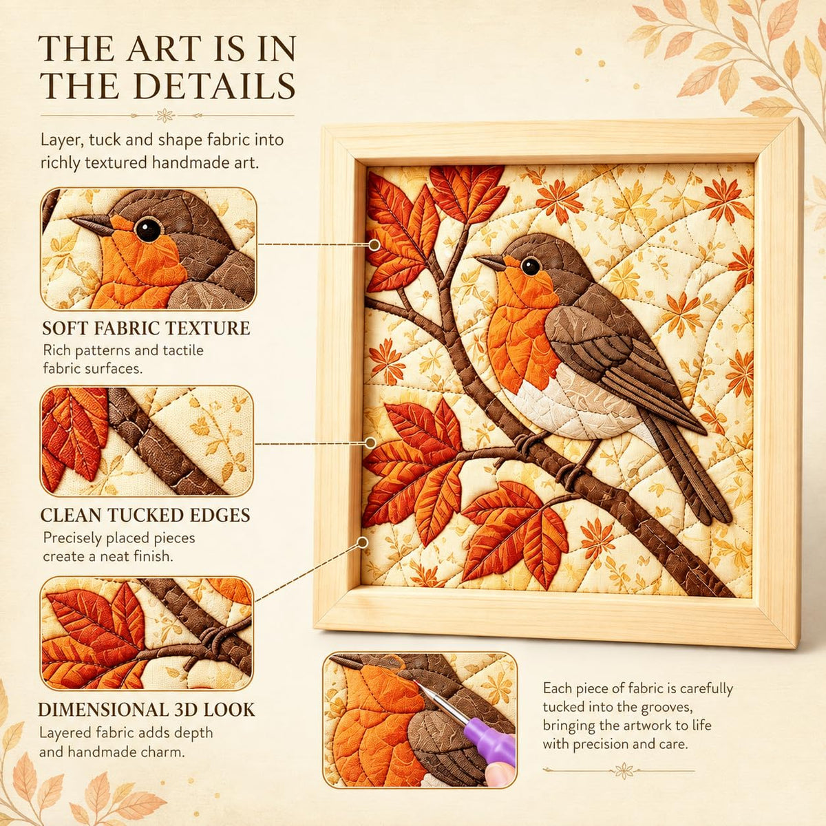 DIY Fabric Art Painting Kit No-Sew Handmade Patchwork