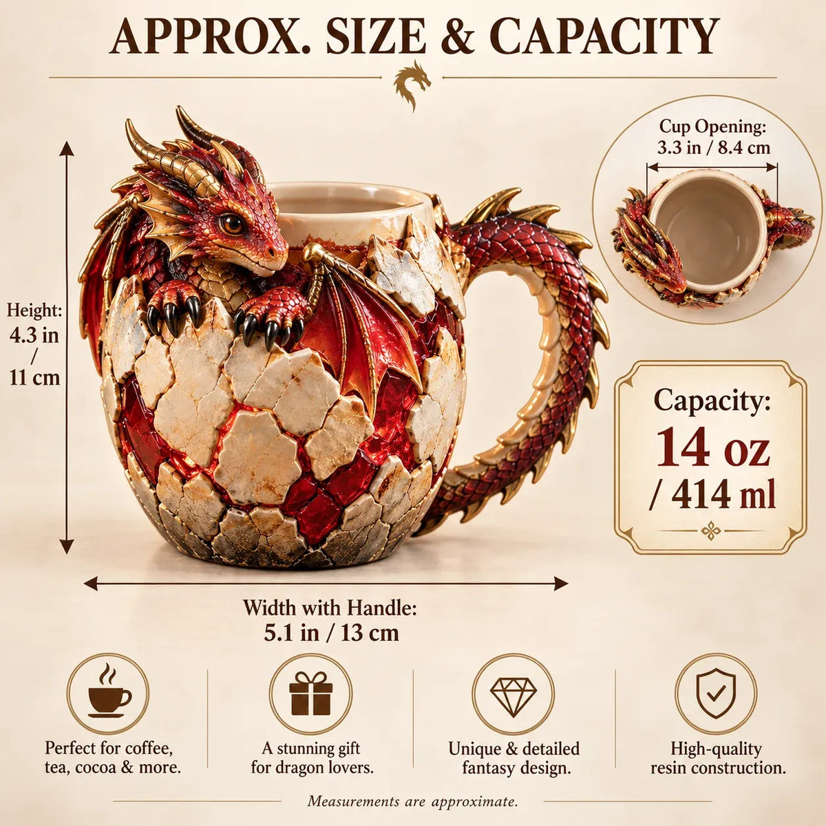 ⏳ Last Day 50% OFF – 🐉 Sculpted Dragon Mug Collection | 6 Fantasy Realm Designs with Raised 3D Dragon Details ☕