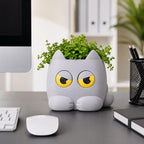 Grumpy Cat Plant Pot | 3D Printed weight Sensing Planter — Eyes Change When You Water It | Funny Cat Gift for Plants Lover