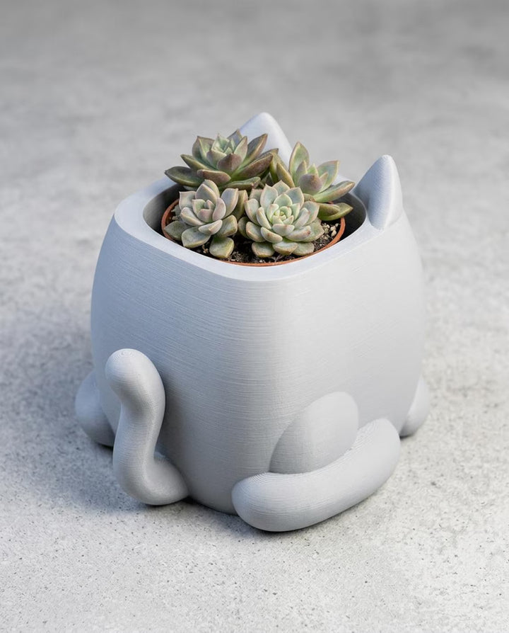 Grumpy Cat Plant Pot | 3D Printed weight Sensing Planter — Eyes Change When You Water It | Funny Cat Gift for Plants Lover