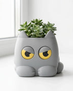 Grumpy Cat Plant Pot | 3D Printed weight Sensing Planter — Eyes Change When You Water It | Funny Cat Gift for Plants Lover