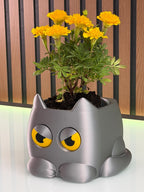 Grumpy Cat Plant Pot | 3D Printed weight Sensing Planter — Eyes Change When You Water It | Funny Cat Gift for Plants Lover