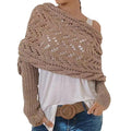 Scarf with Sleeves Knitted Cable Wrap, Multifunctional Knitted Crochet Shrugs