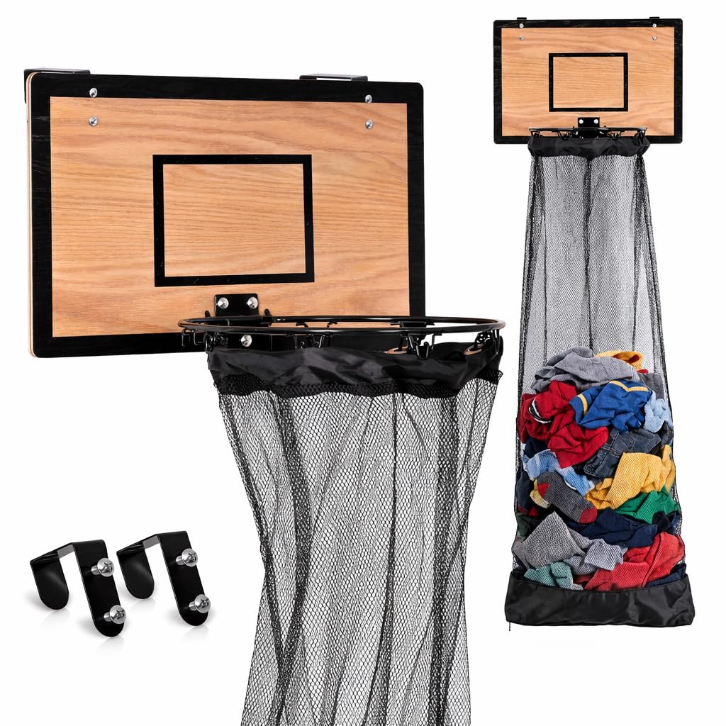 ✨ ✨ Wooden Basketball Hamper 🔥 – 🏀 Basketball Hoop Laundry Basket Over The Door 🔥