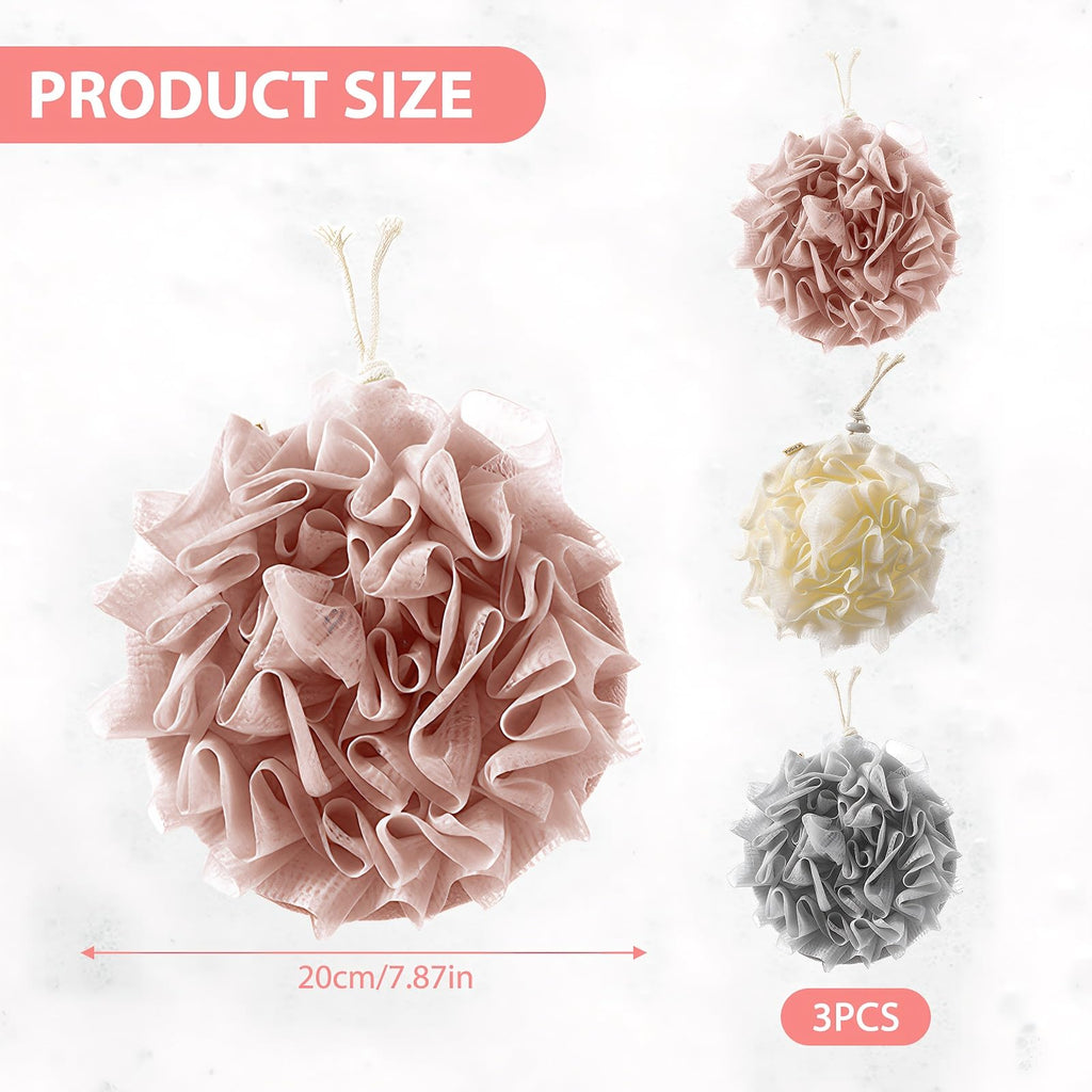 3 PCS Bar Soap Loofah Pouch,  Exfoliation Mesh Shower Ball