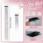 12 Pieces Coloured Clip-In Hair Extensions, Synthetic Long Straight Sequins