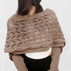 Scarf with Sleeves Knitted Cable Wrap, Multifunctional Knitted Crochet Shrugs