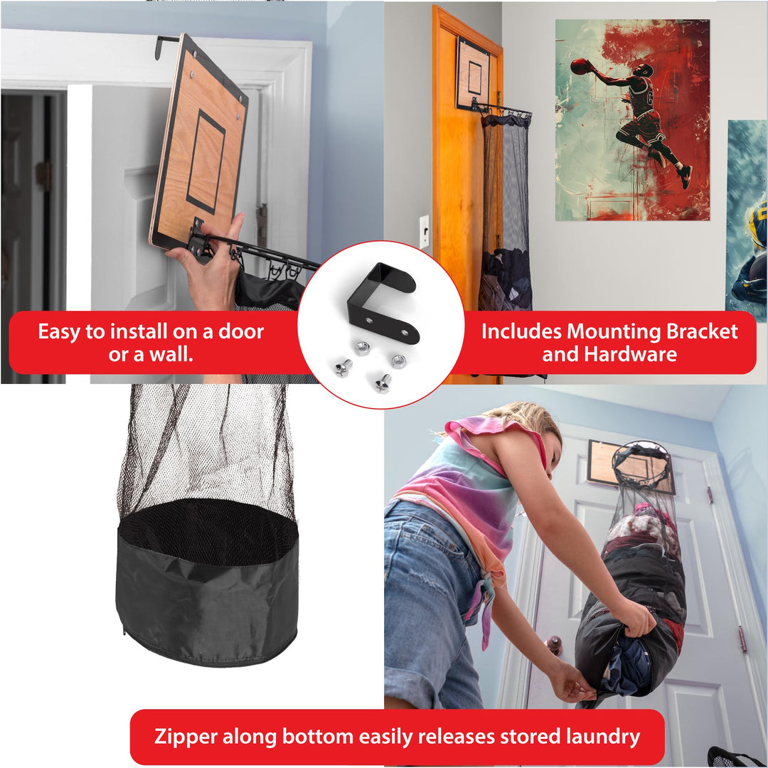 ✨ ✨ Wooden Basketball Hamper 🔥 – 🏀 Basketball Hoop Laundry Basket Over The Door 🔥