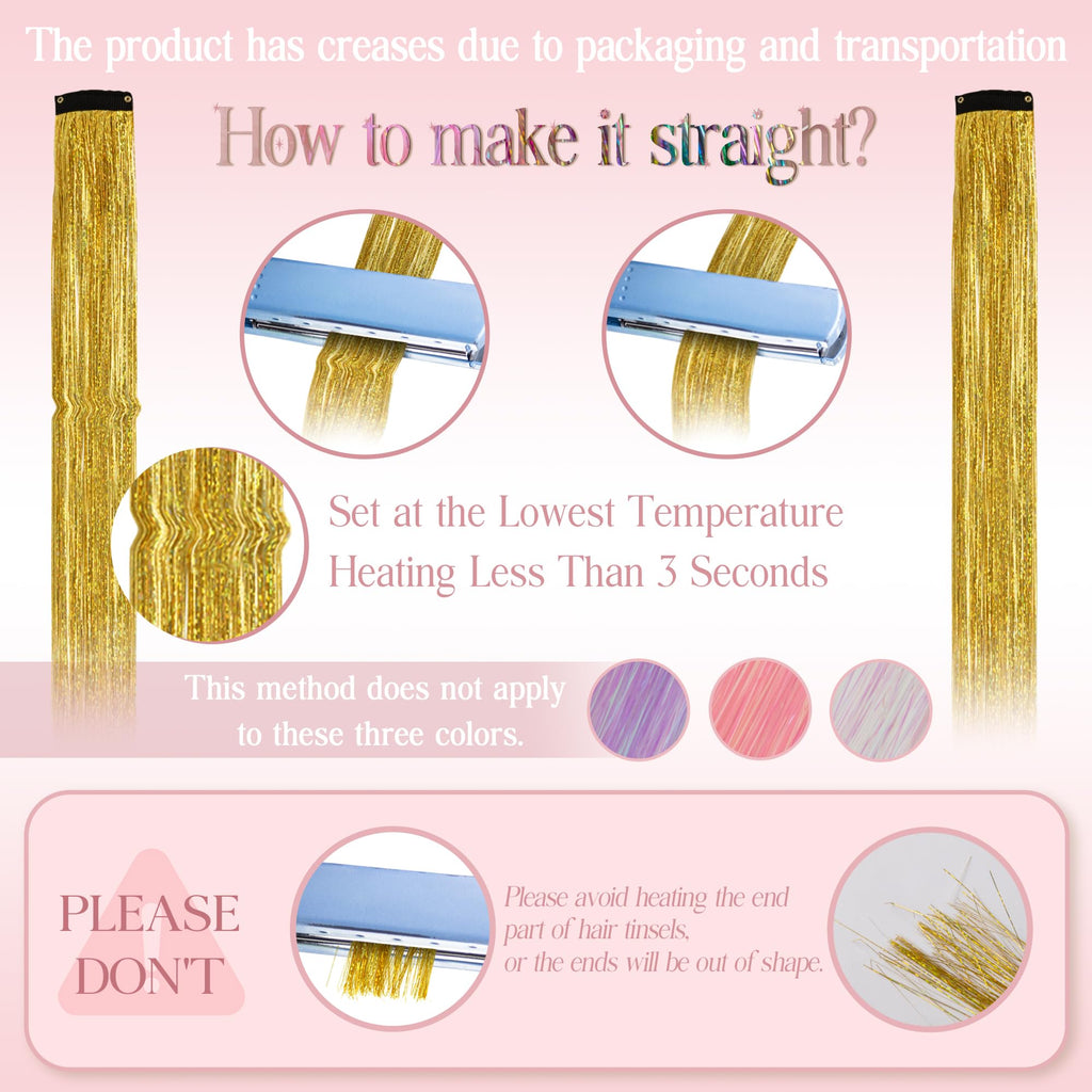 12 Pieces Coloured Clip-In Hair Extensions, Synthetic Long Straight Sequins