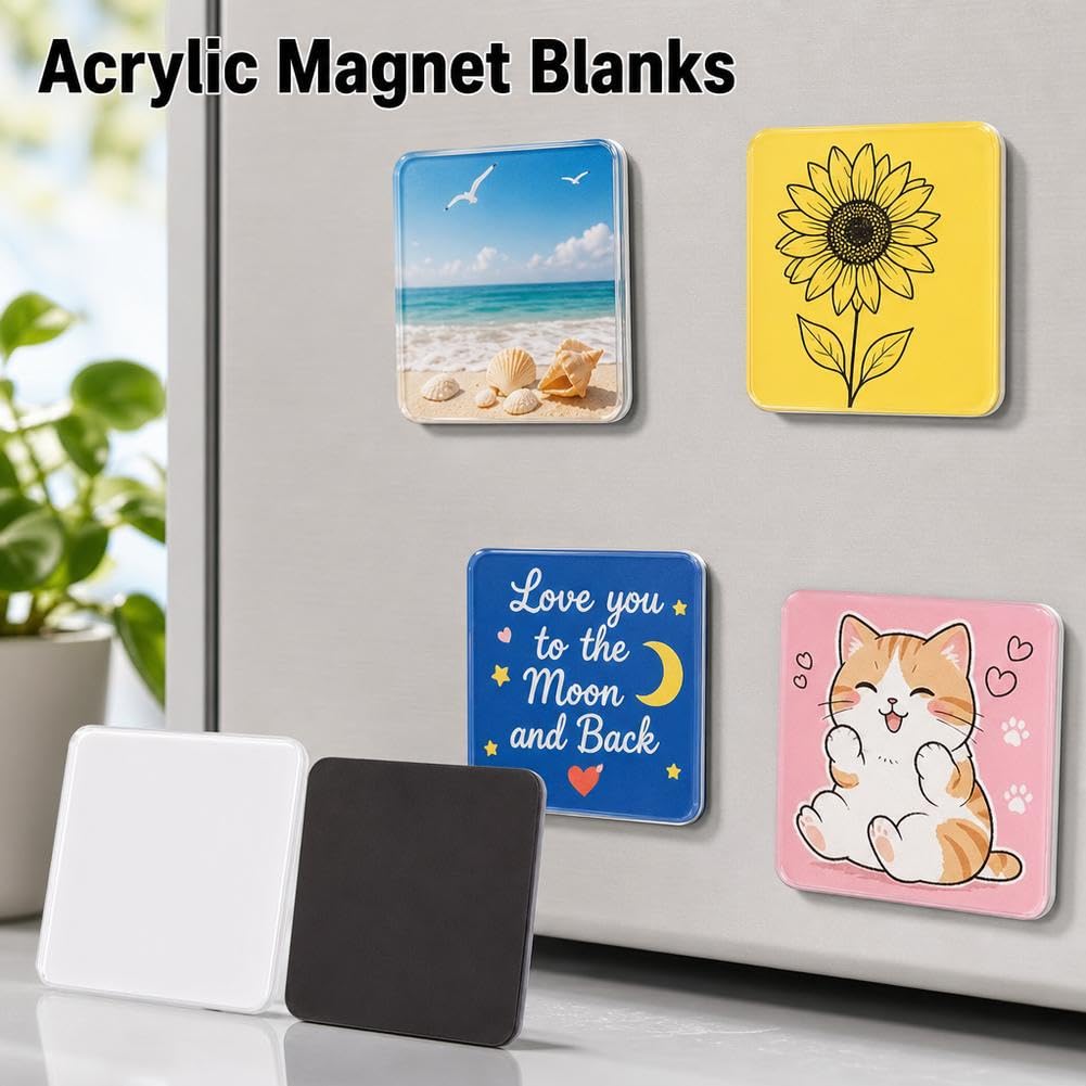 DIY Acrylic Fridge Magnet Kit with Adhesive Backing(5*5cm*5mm)