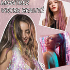 12 Pieces Coloured Clip-In Hair Extensions, Synthetic Long Straight Sequins