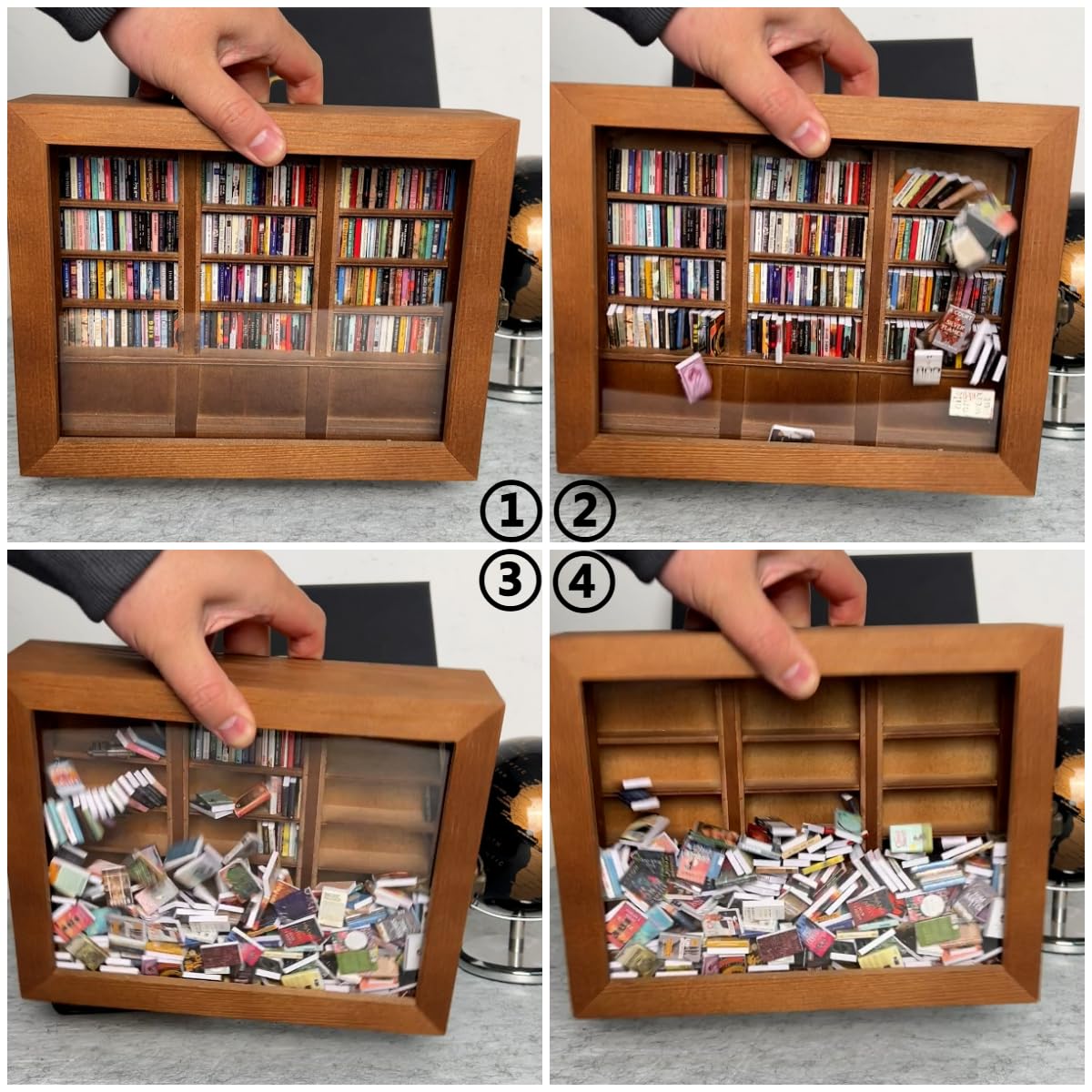 Anxiety Bookshelf Miniature Library, 200 Mini Books