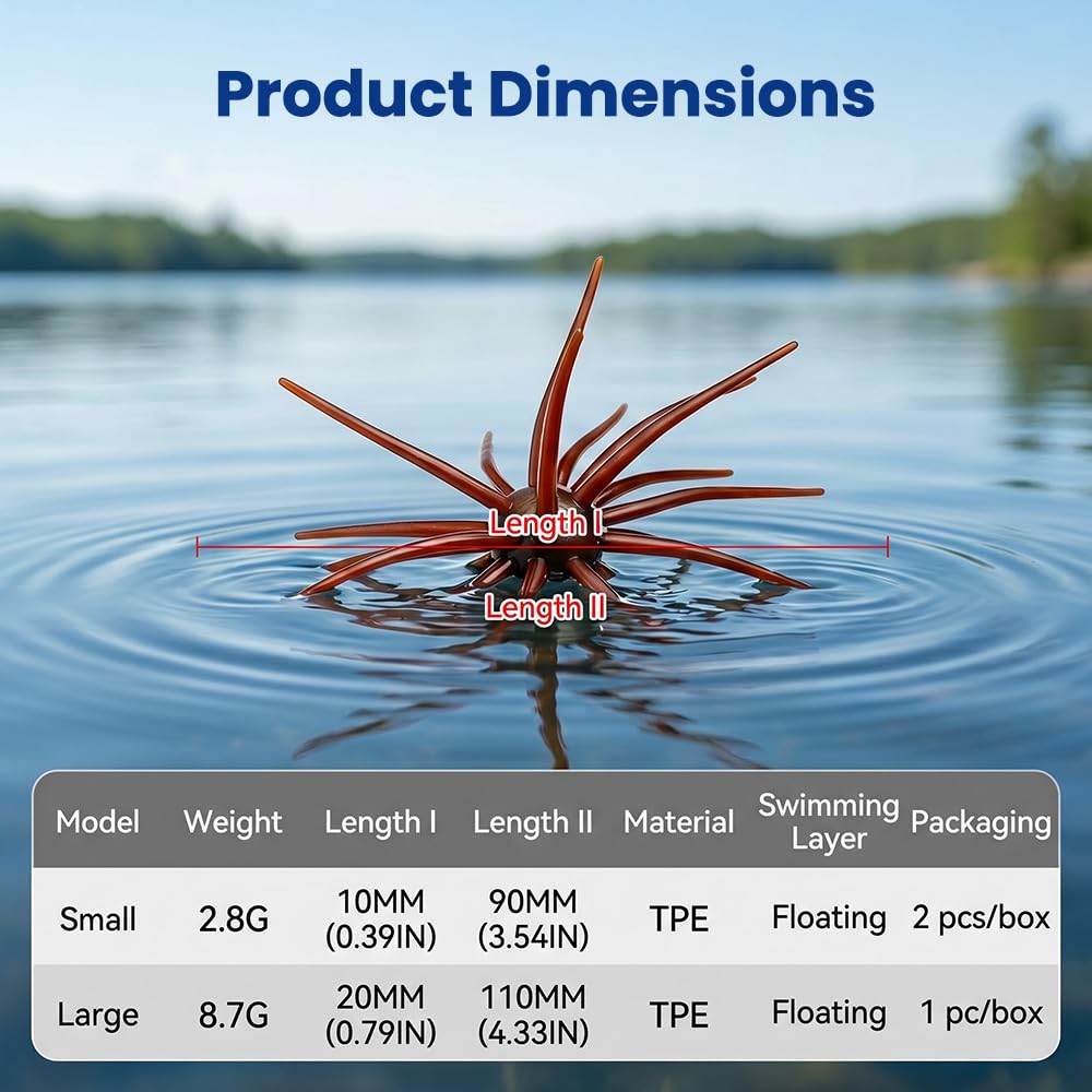 🐟 Urchin Baits for Bass Fishing 🎣 4PCS Sea Urchin Bass Bait