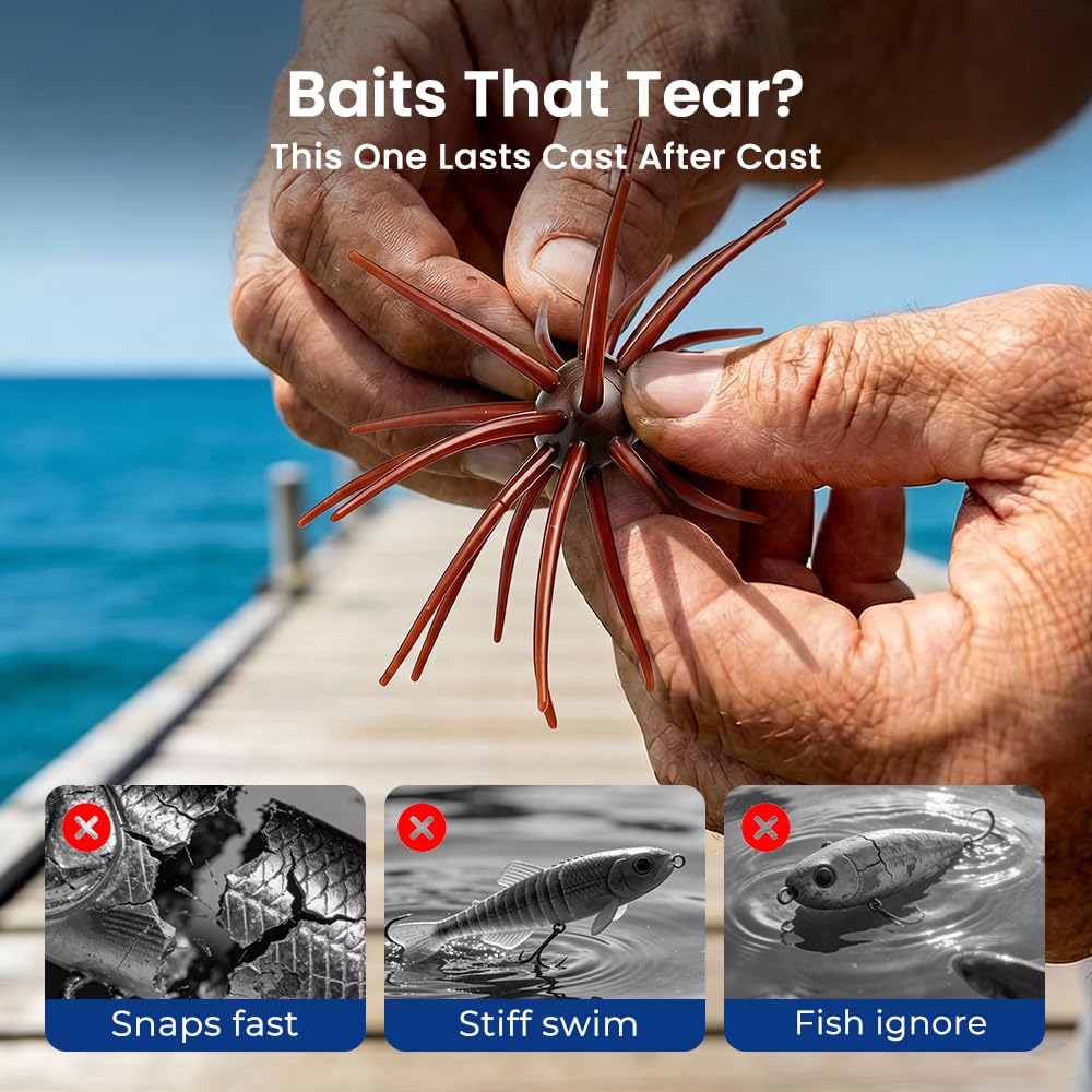 🐟 Urchin Baits for Bass Fishing 🎣 4PCS Sea Urchin Bass Bait
