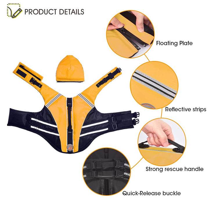 🐶 🐶 Dog Life Jacket ❤️ Reflective Dog Life Vest with Removable Neck Float & High Buoyancy for Swimming and Boating 🔥 🔥