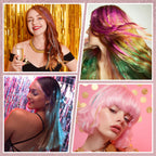 12 Pieces Coloured Clip-In Hair Extensions, Synthetic Long Straight Sequins