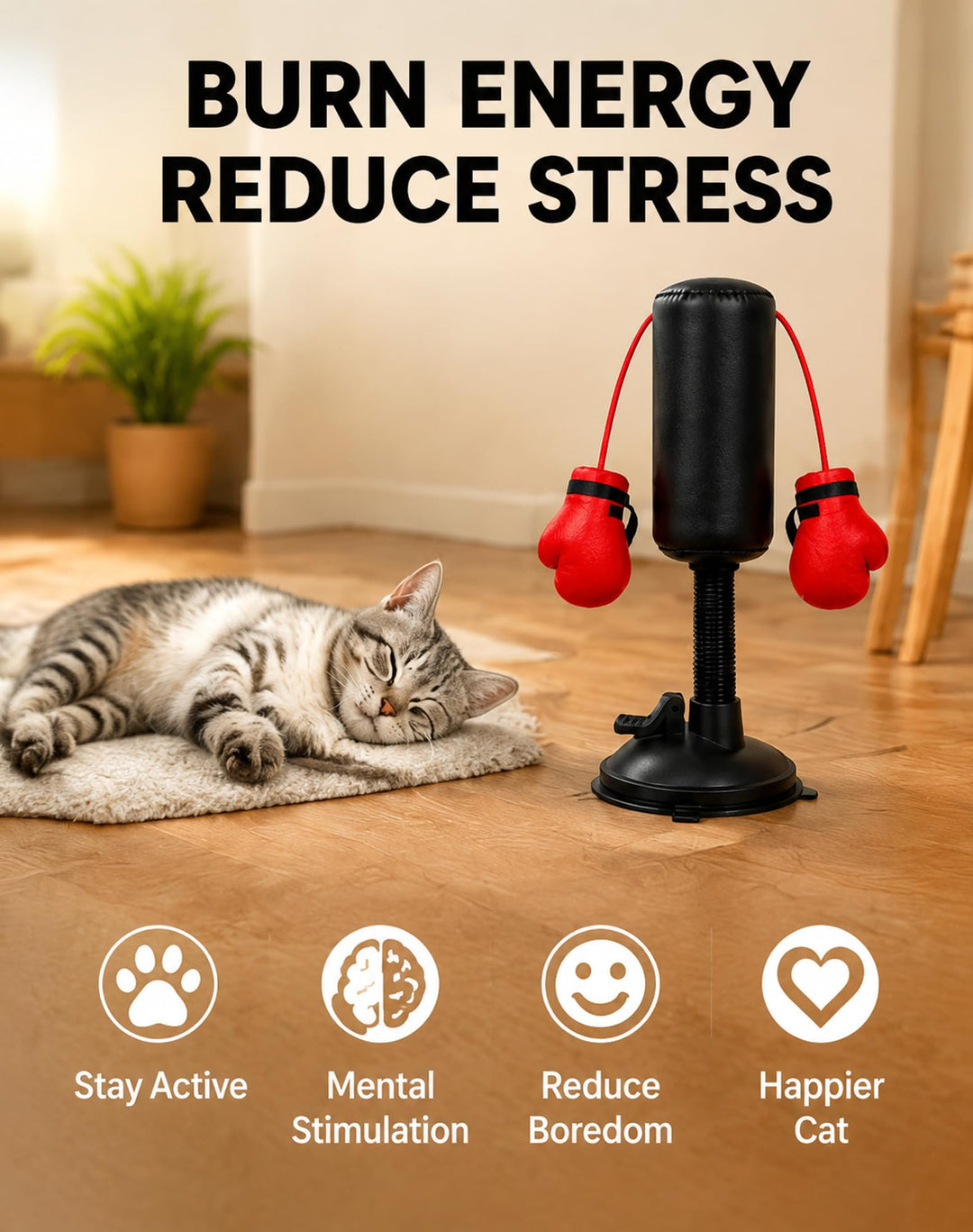 🔥 Paw Punch Cat Toy 🔥 Cat Punching Bag with Boxing Gloves