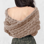 Scarf with Sleeves Knitted Cable Wrap, Multifunctional Knitted Crochet Shrugs