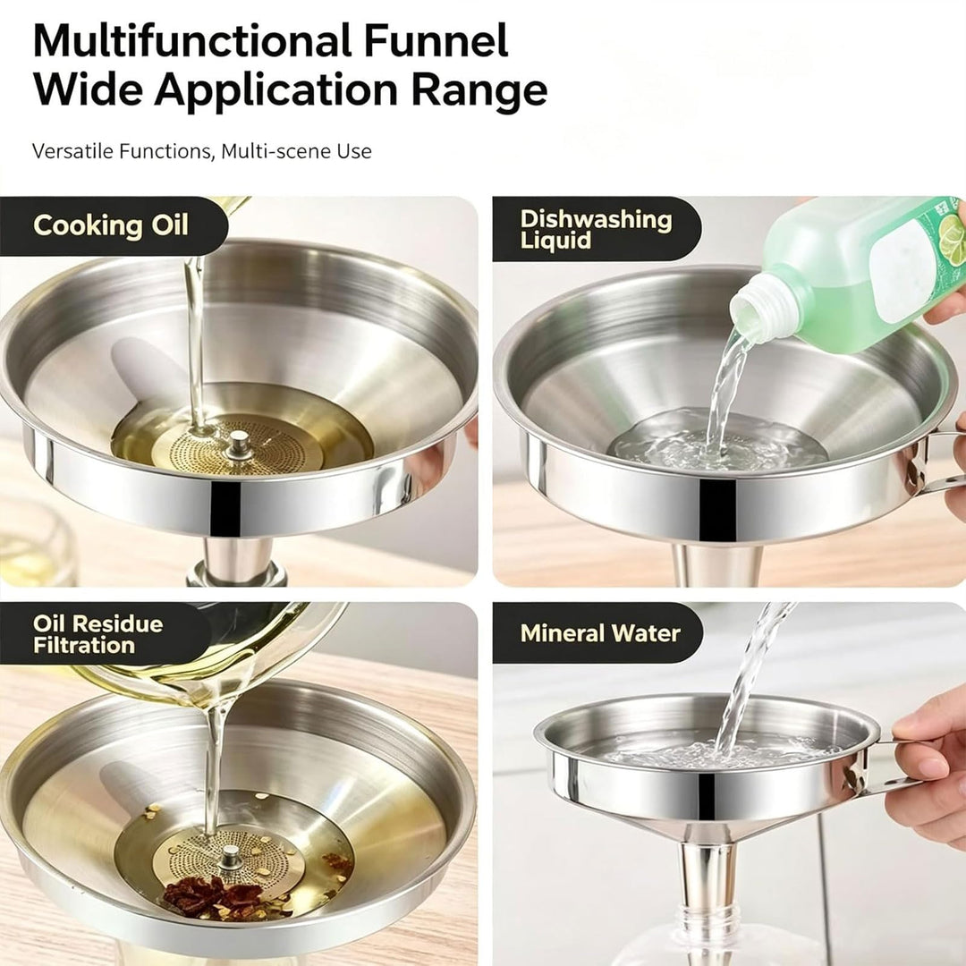 ✨ 304 Stainless Steel Funnel with Filter Mesh