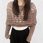 Scarf with Sleeves Knitted Cable Wrap, Multifunctional Knitted Crochet Shrugs