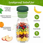 Salad Jar with Side Opening Leakproof Mason Jar Salad Container