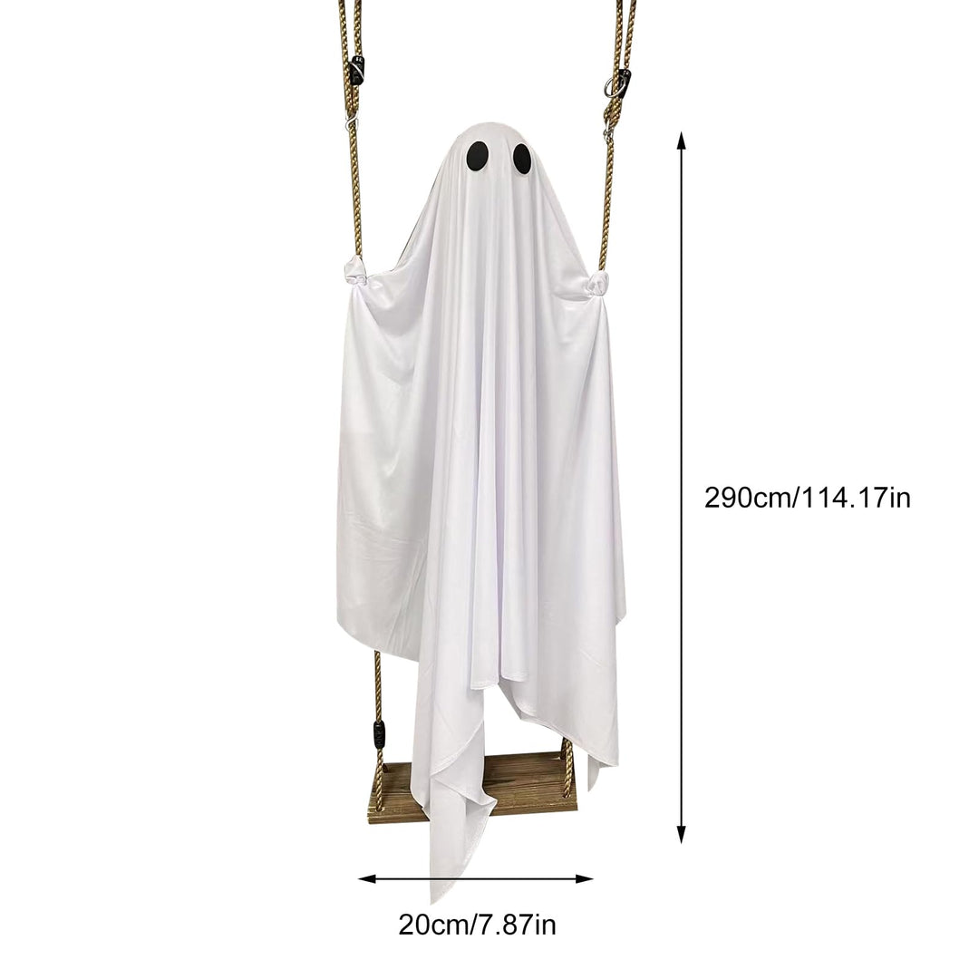 👻👻Halloween Decorations Outdoor, 5FT Large Hanging Ghost Swing with Remote Control String Lights👻👻