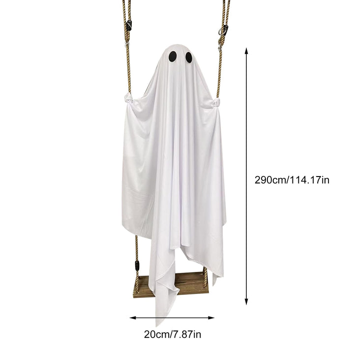 👻👻Halloween Decorations Outdoor, 5FT Large Hanging Ghost Swing with Remote Control String Lights👻👻