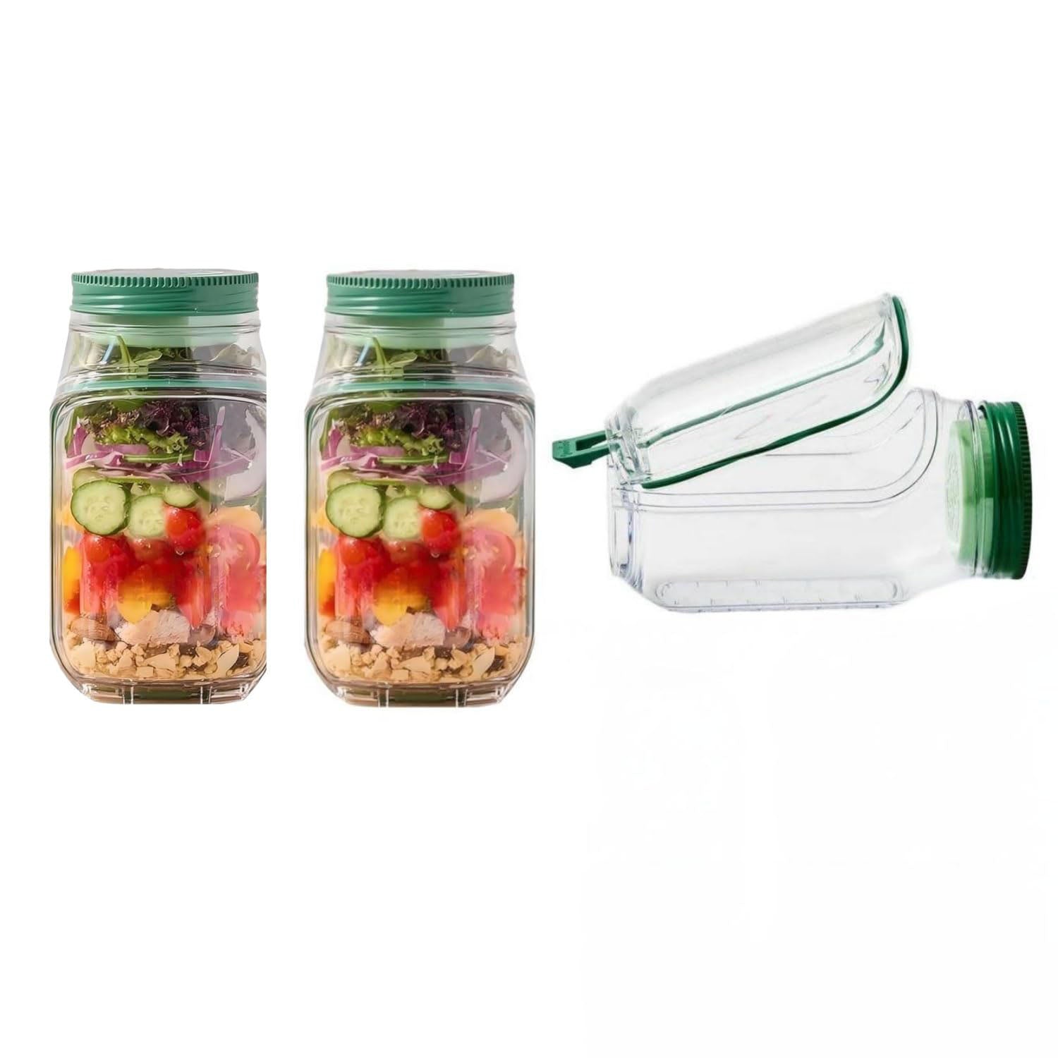 Salad Jar with Side Opening Leakproof Mason Jar Salad Container
