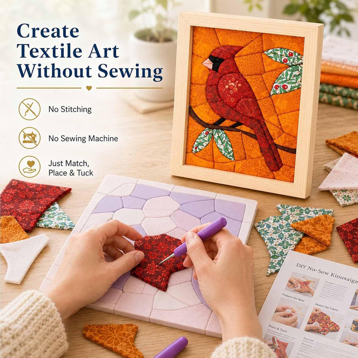DIY Fabric Art Painting Kit No-Sew Handmade Patchwork