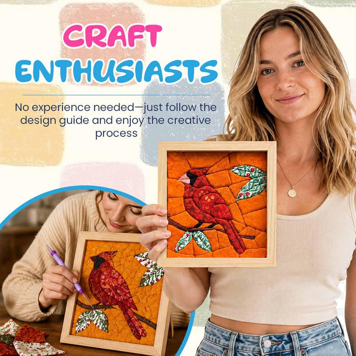 DIY Fabric Art Painting Kit No-Sew Handmade Patchwork